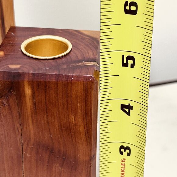 Vintage Wood Block Candle Holder Handmade Graduated Set of 4 Minimalist - Picture 11 of 16
